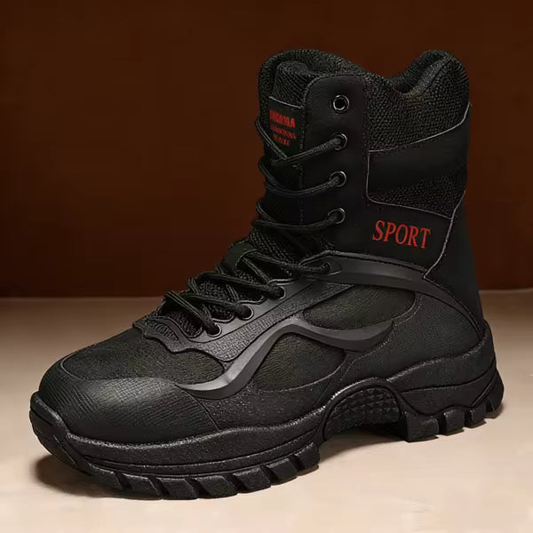 2026 New High-Top Athletic Boots For Men, Outdoor Non-Slip Thick-Soled Laced Shoes, Suitable For Hiking And Daily Wear.