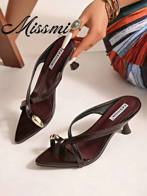 5cm New Colorblock Minimalist Wedge Thong Sandals, Women's Open Toe High Heels For Summer 2025,Flip Flops